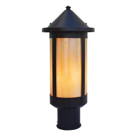 Arroyo Craftsman 7" Berkeley Long Body Post Mount, Slate, Off White Glass BP-7LOF-S